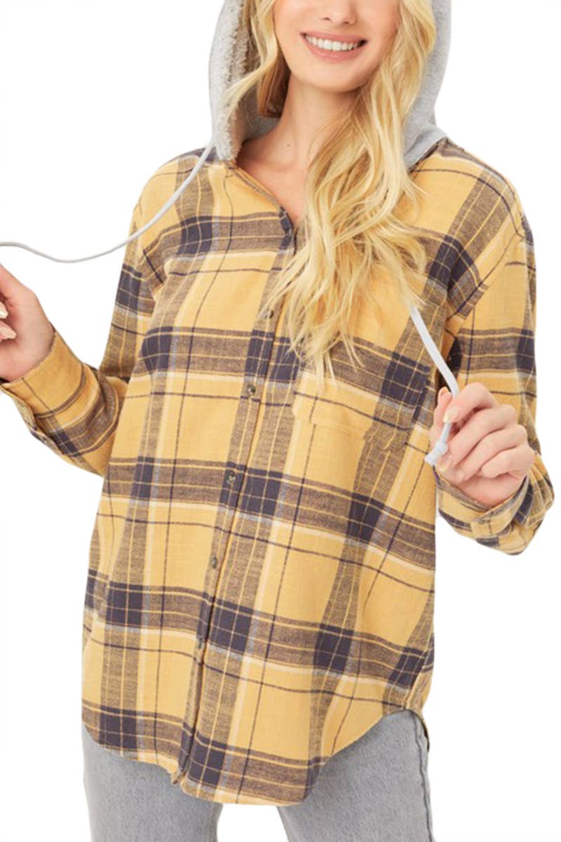 Plaid Button up Hoodie