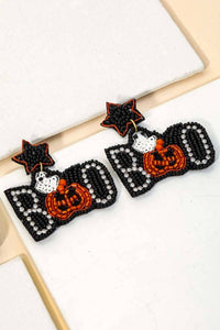 Beaded Halloween Boo Earrings