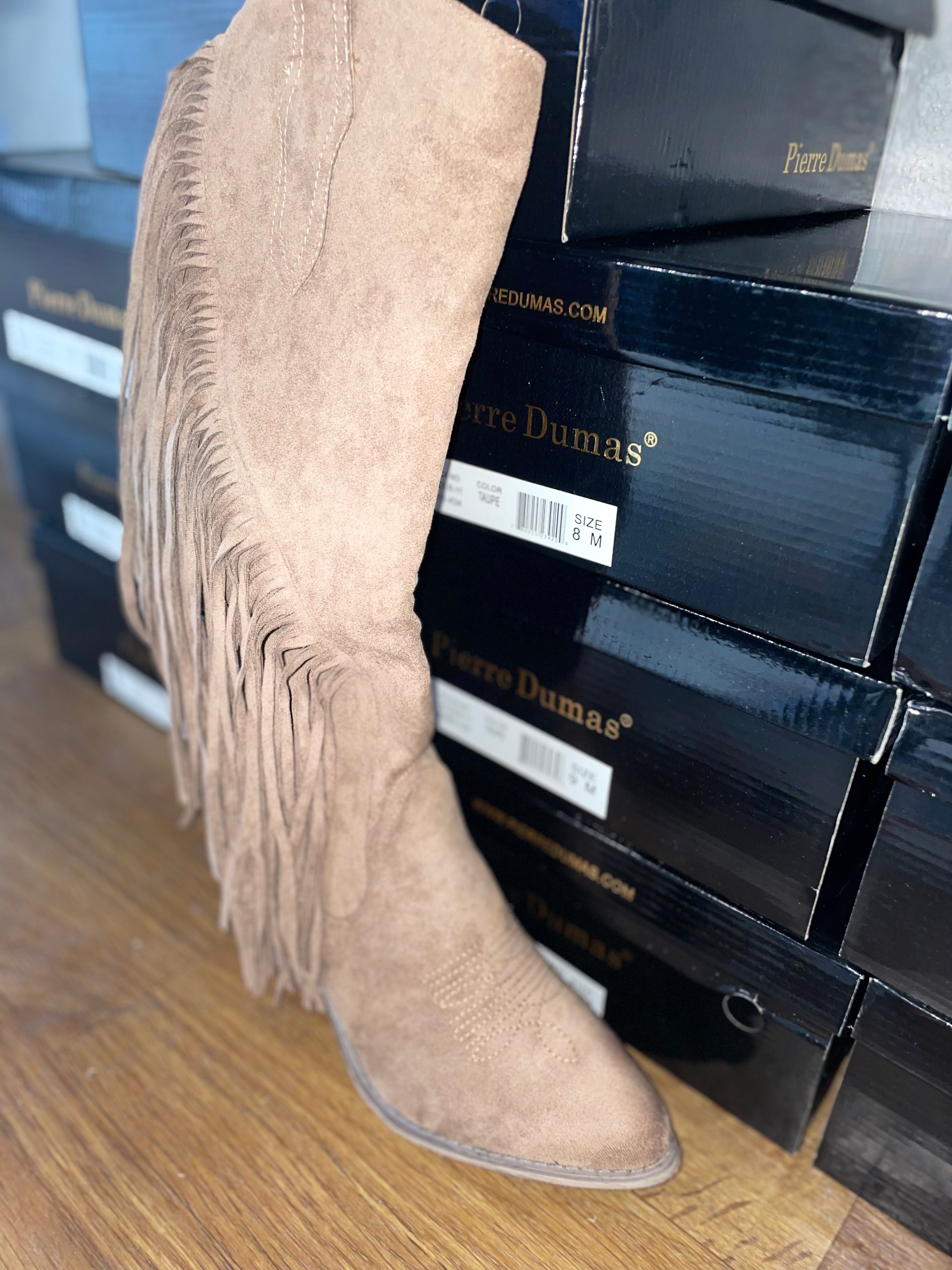 Fringed Western High Boots